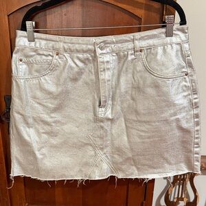 Topshop Silver Mini Skirt